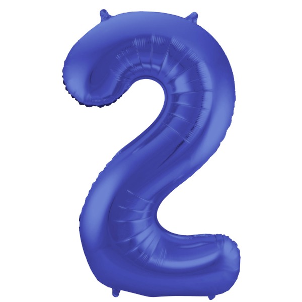 Blauwe Metallic Mat Folieballon Cijfer 2